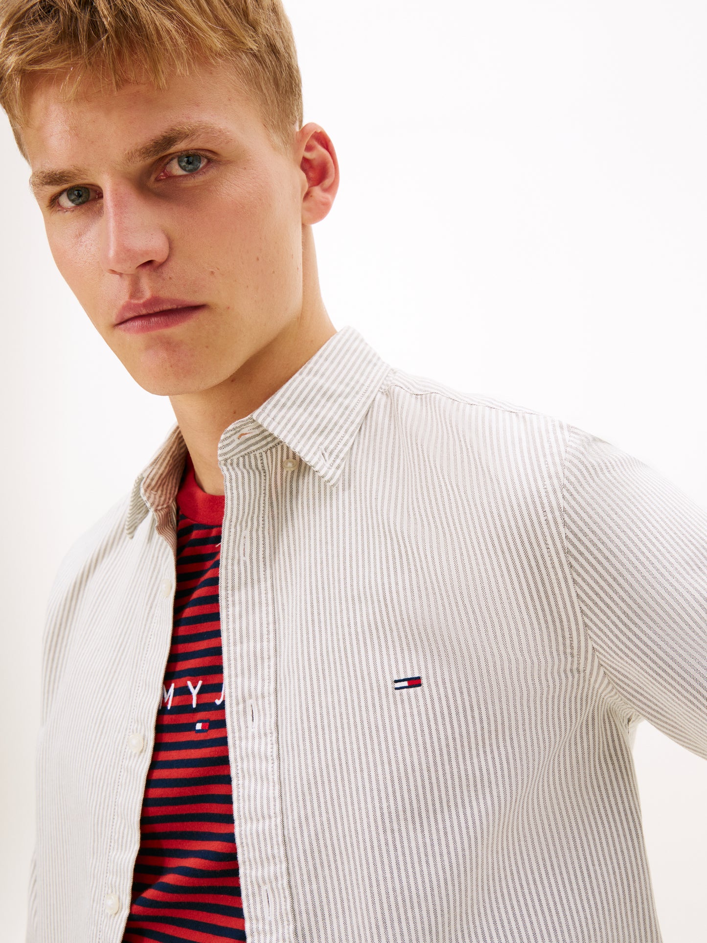 Slim Stripe Oxford Shirt - Dark Greenery