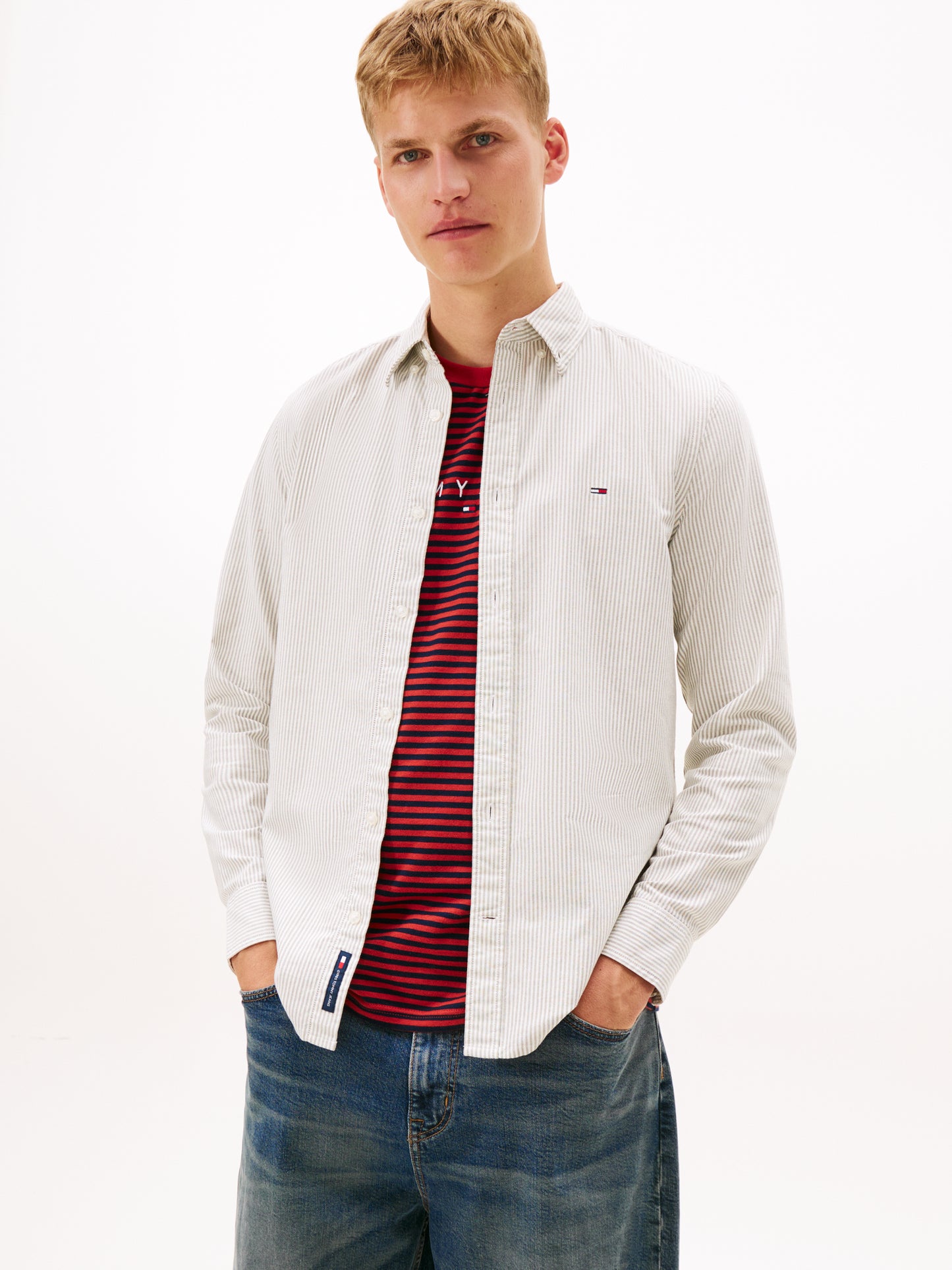 Slim Stripe Oxford Shirt - Dark Greenery