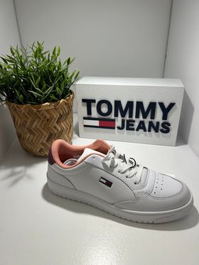 TOMMY JEANS - LEATHER COURT TRAINERS WHITE
