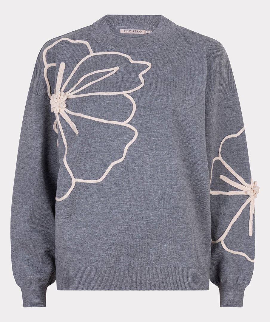 Flower Patch Sweater - Grey Melange