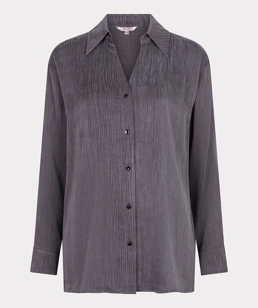 Cupro Crinkle Blouse - Dark Grey