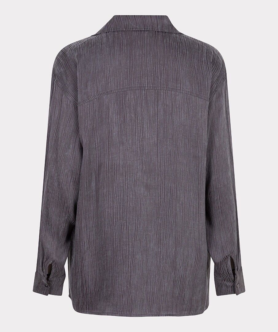 Cupro Crinkle Blouse - Dark Grey