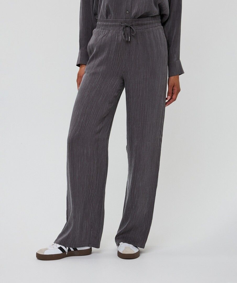 Cupro Crinkle Trousers - Dark Grey