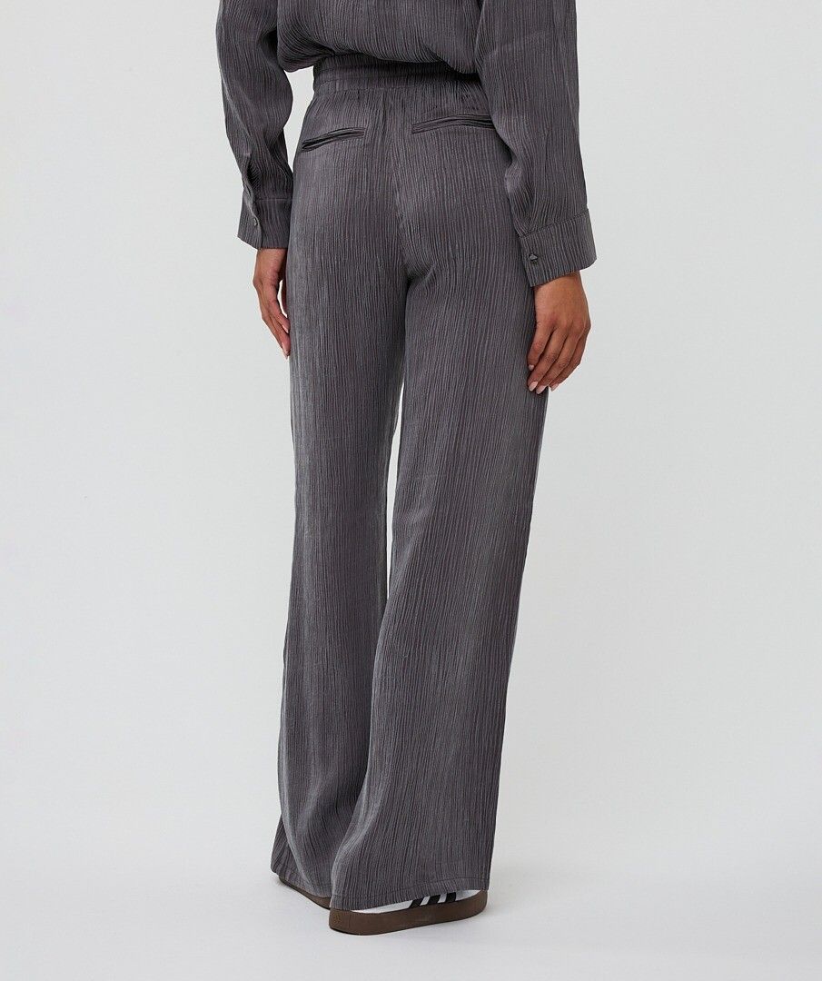 Cupro Crinkle Trousers - Dark Grey