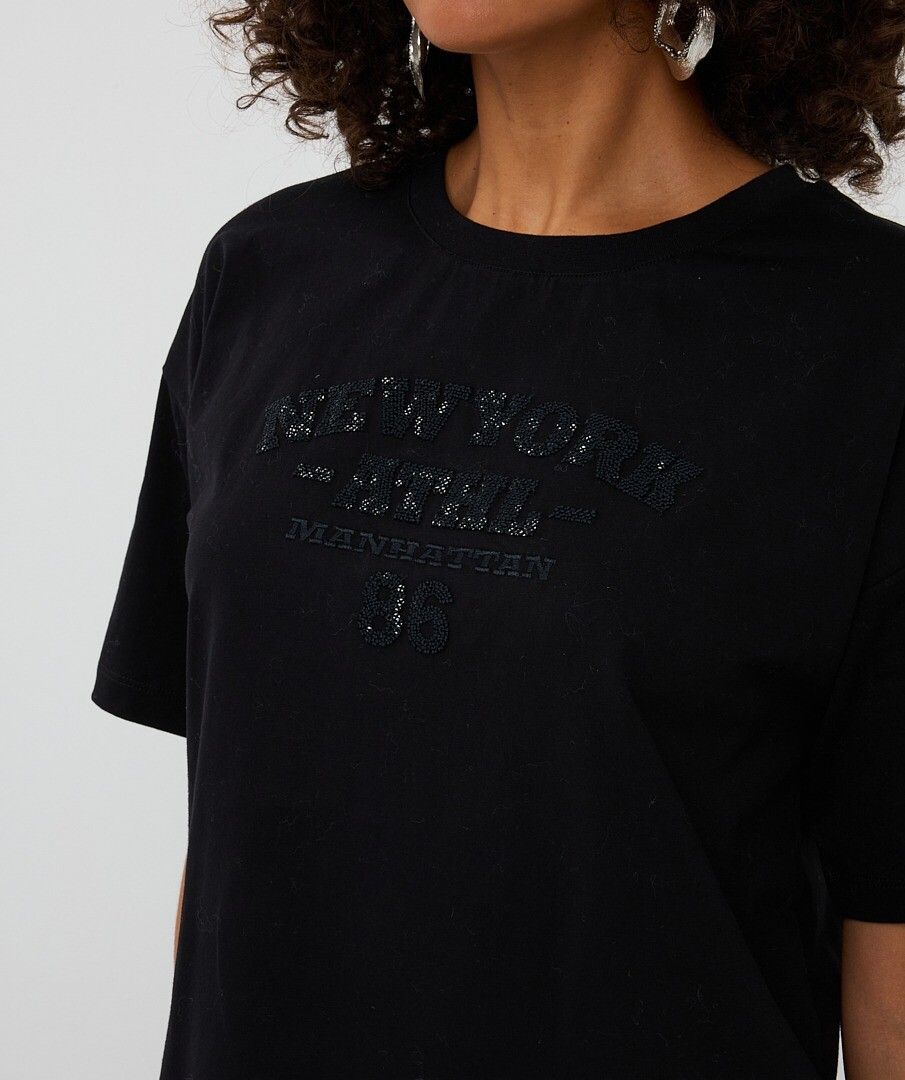 New York Detailed T-Shirt - Black