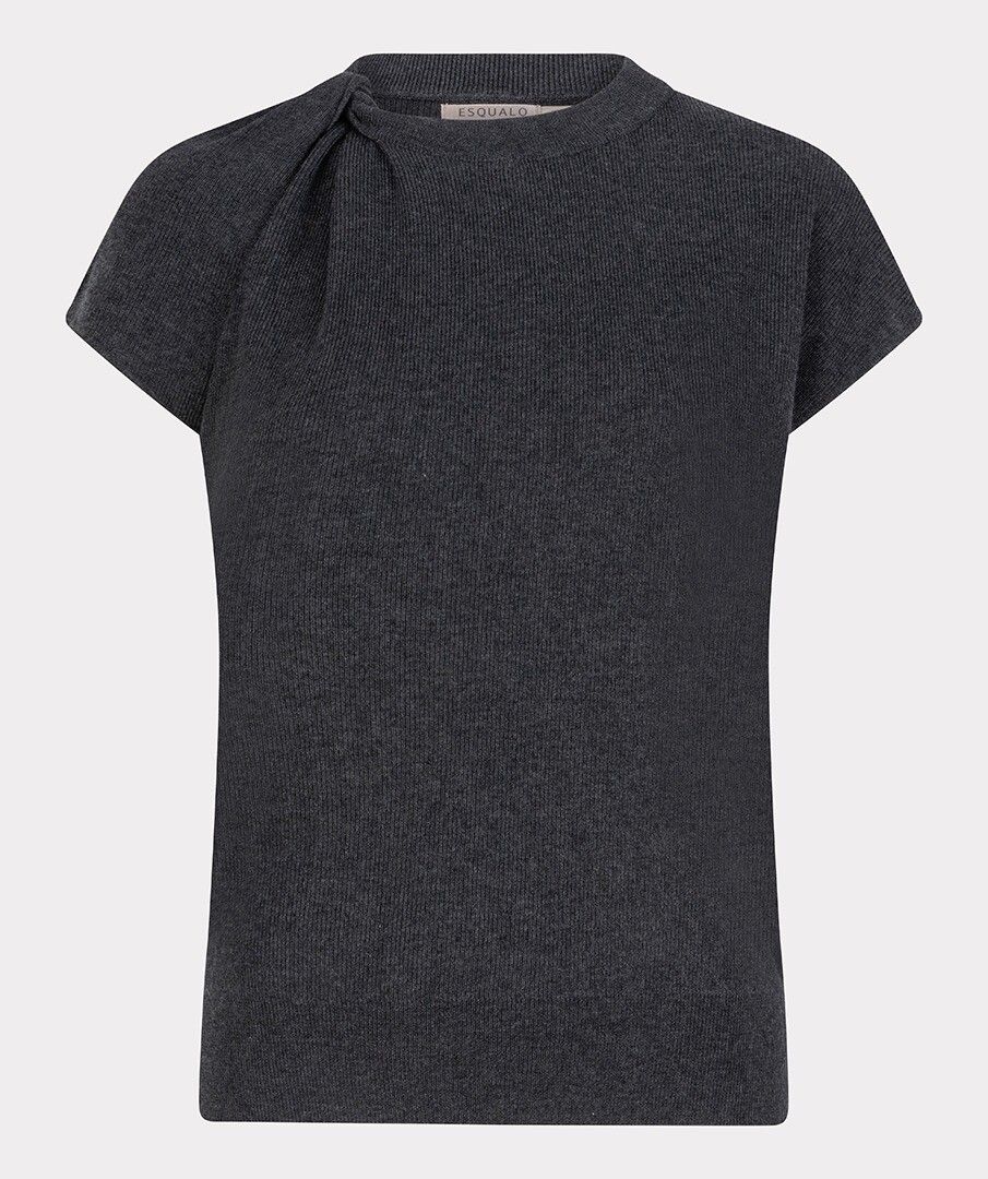 Twisted Short Sleeve Knit Sweater - Charcoal