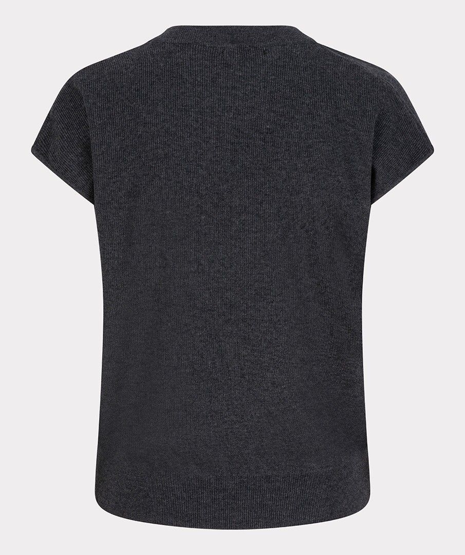 Twisted Short Sleeve Knit Sweater - Charcoal