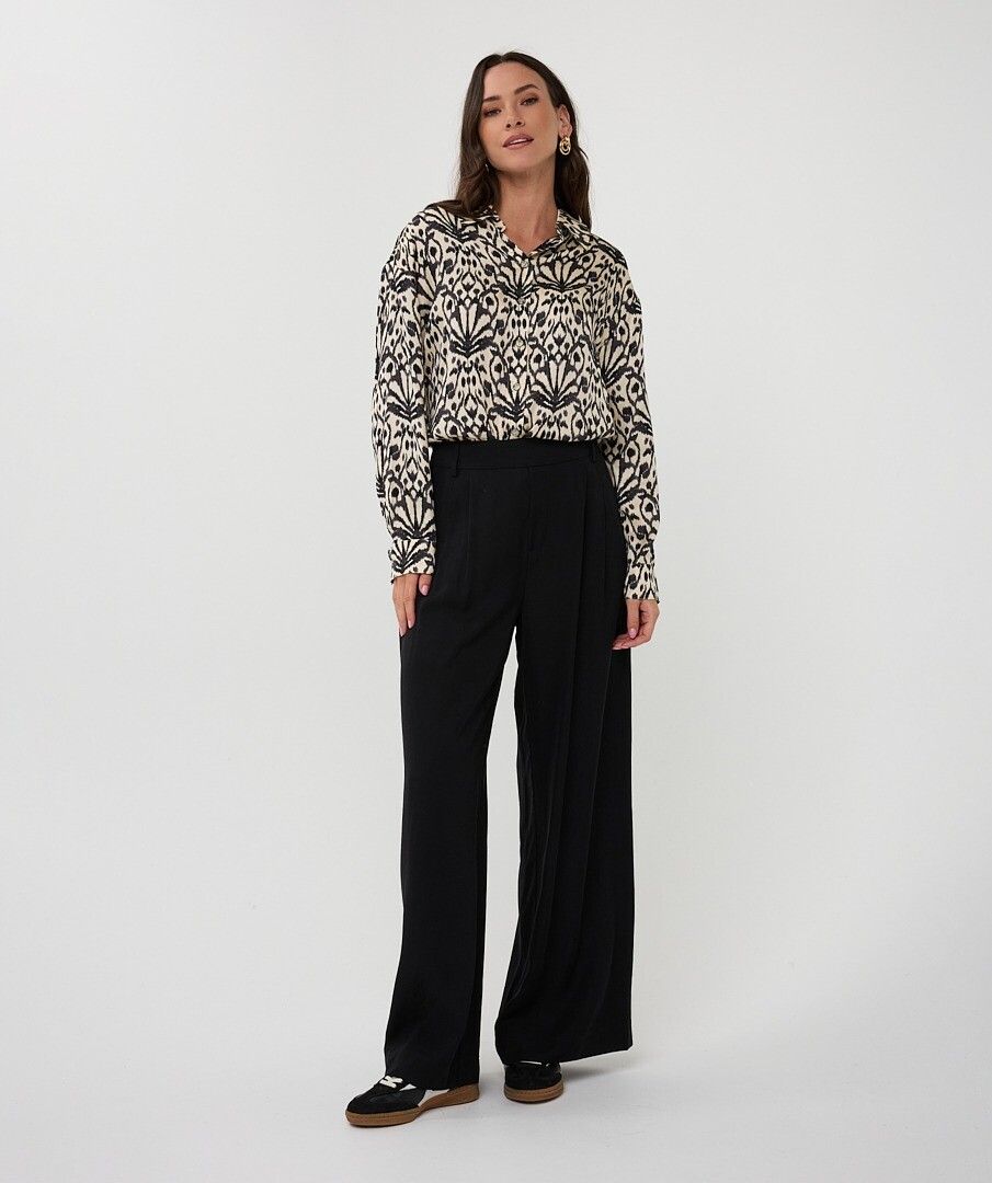 City Sign Blouse - Black/Cream