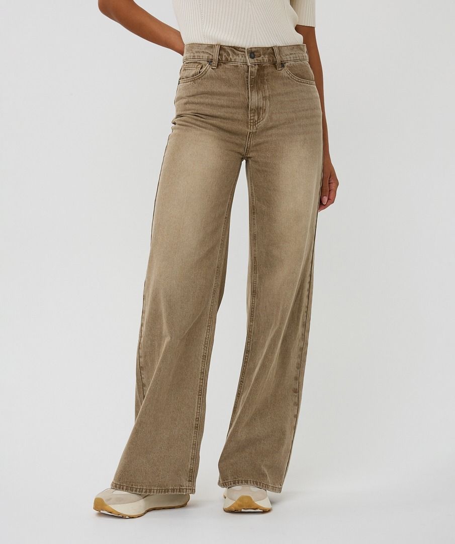 EsQualo Wide Leg Jeans - Light Carmel