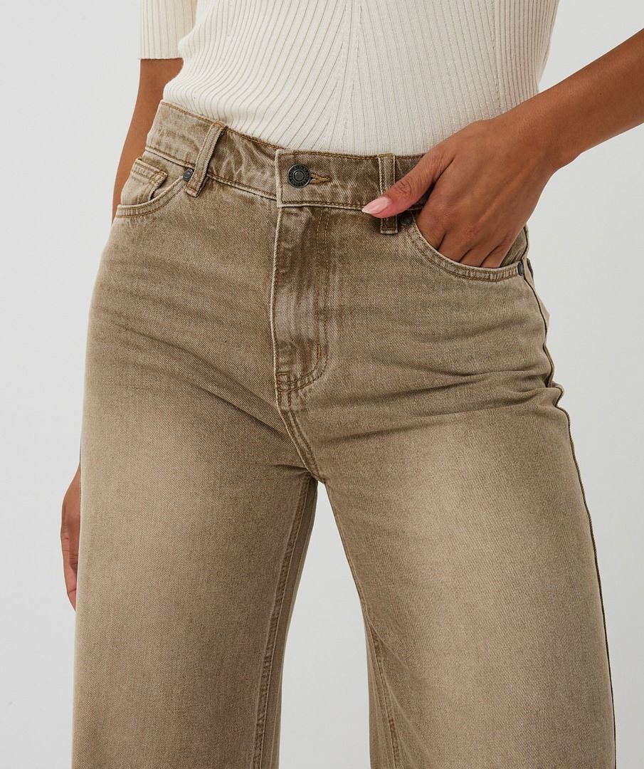 EsQualo Wide Leg Jeans - Light Carmel