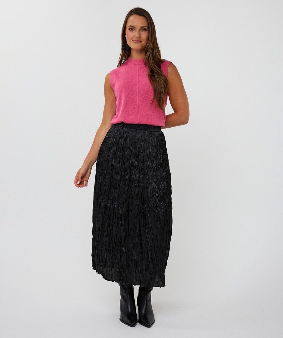 Changeant Plisse Skirt - Black