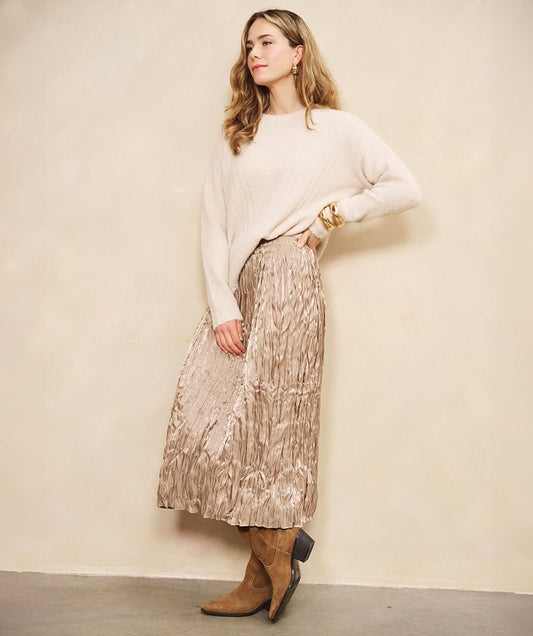 Changeant Plisse Skirt - Taupe