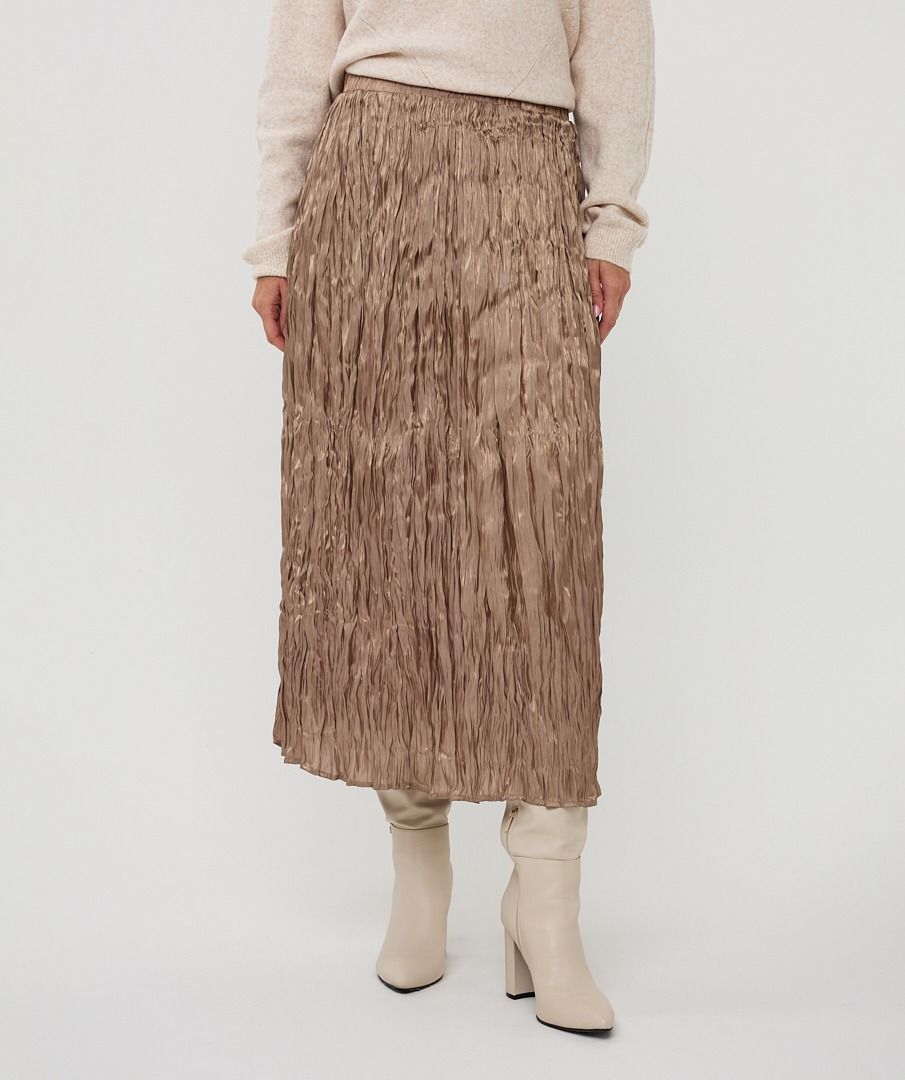 Changeant Plisse Skirt - Taupe