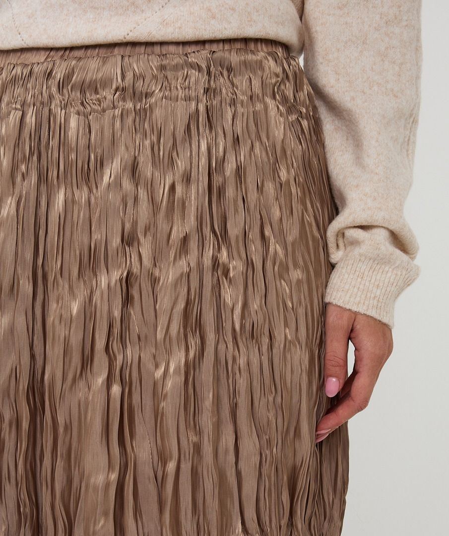 Changeant Plisse Skirt - Taupe