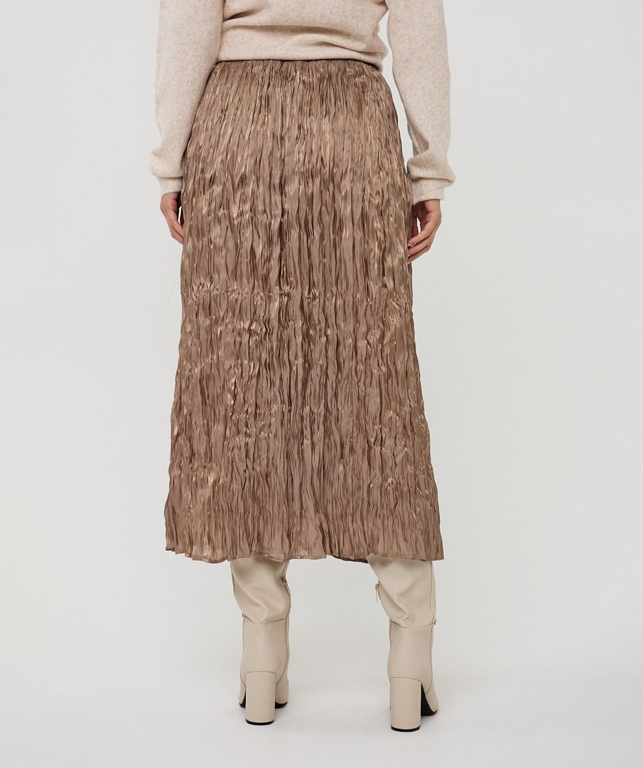 Changeant Plisse Skirt - Taupe