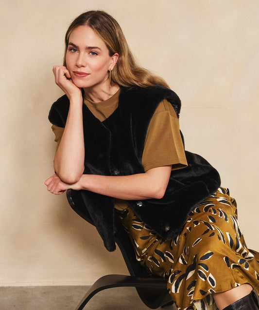 Bodywarmer Fake Fur - Black