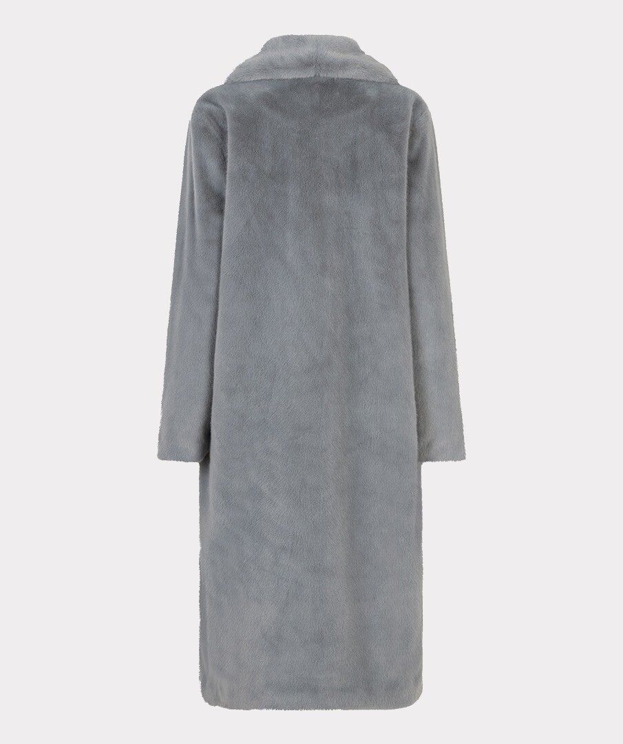 Coat Shawl Collar Fake Fur - Grey
