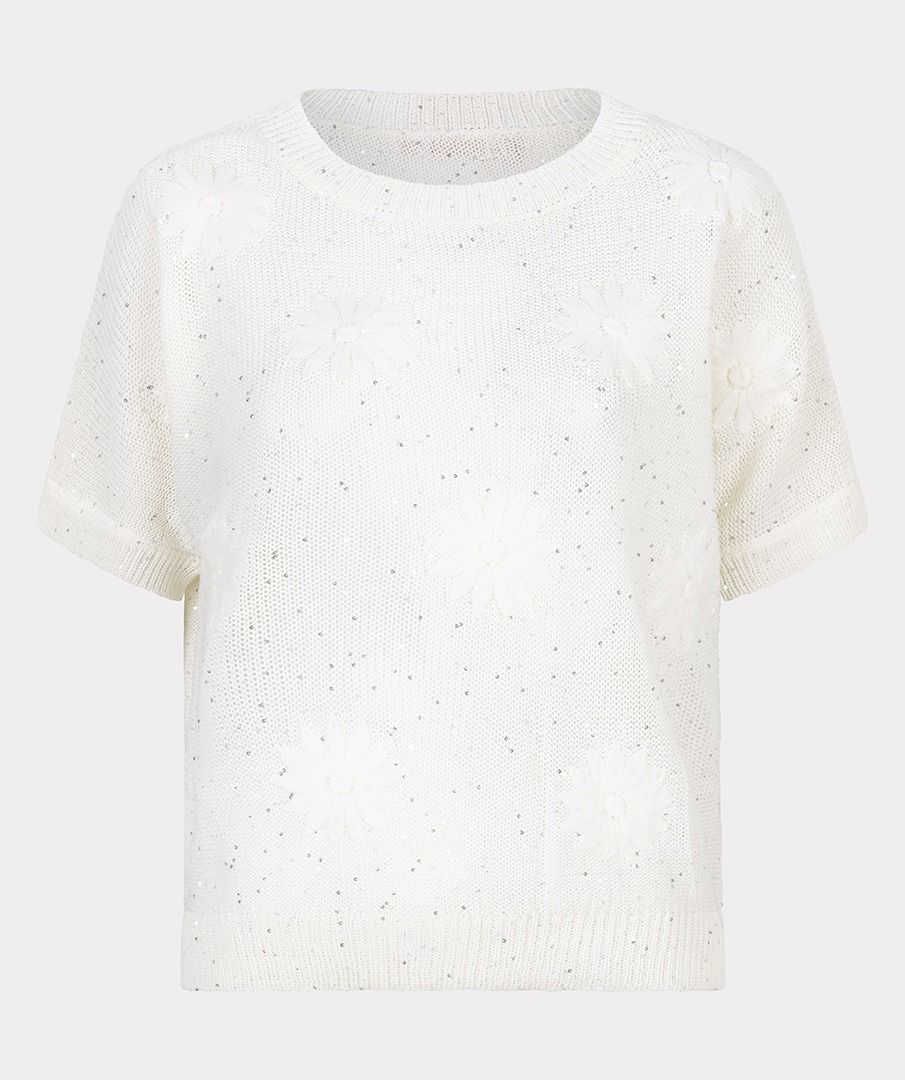 EsQualo Embroidered Flower Sweater