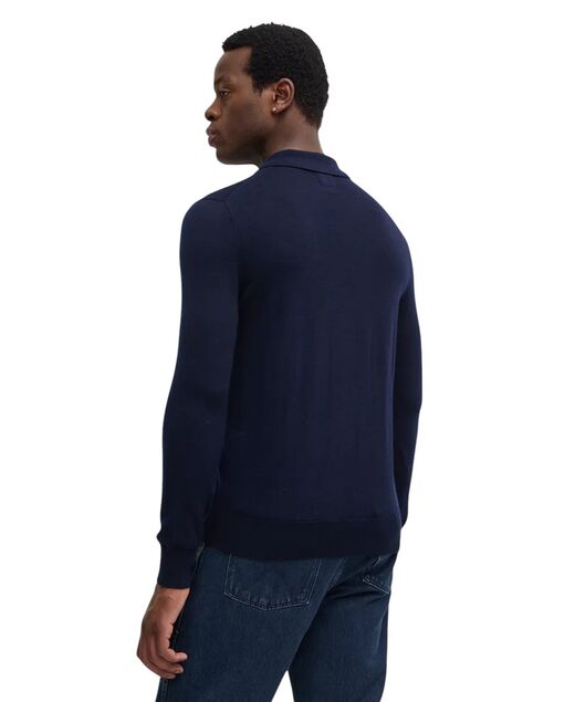Guess Long Sleeved Knitted Polo - Navy
