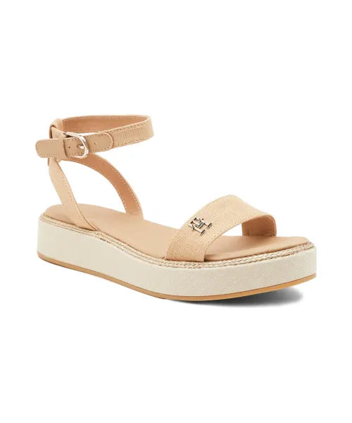 Linen Flatform Sandals