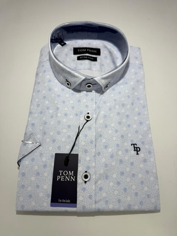 Tom Penn SS Shirt - White/Sky