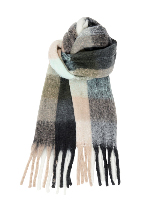 Super Soft Check Scarf - Mult Grey/Cream/Mint