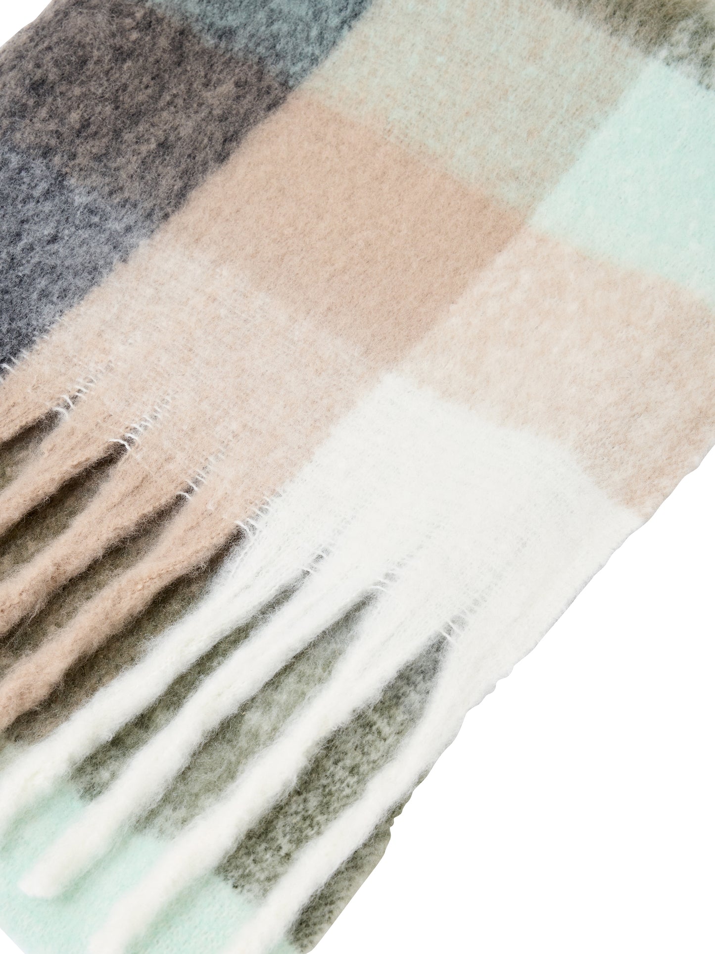Super Soft Check Scarf - Mult Grey/Cream/Mint
