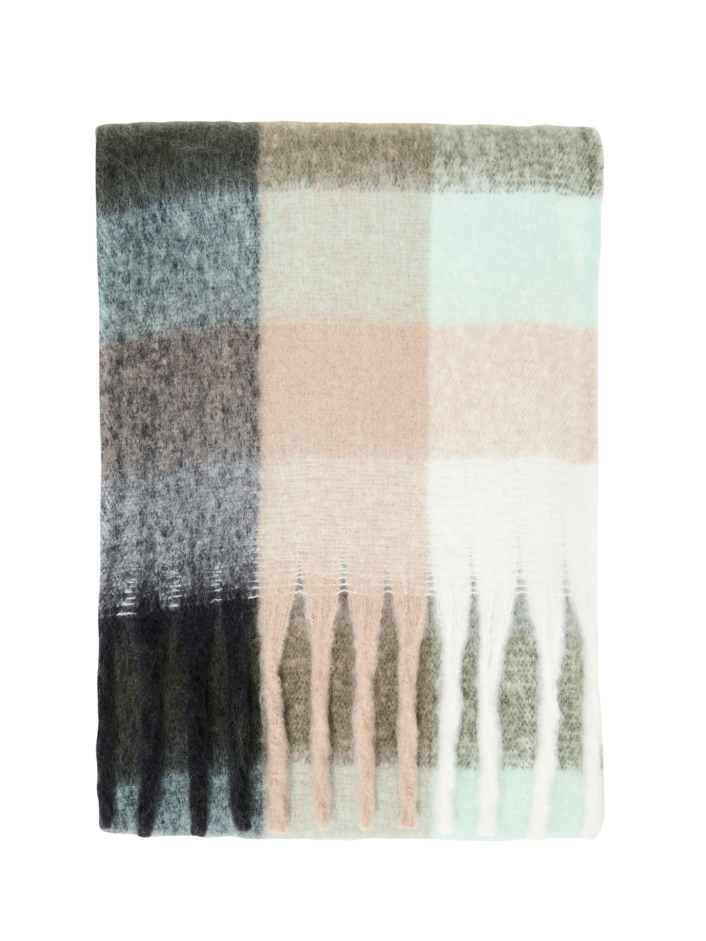 Super Soft Check Scarf - Mult Grey/Cream/Mint