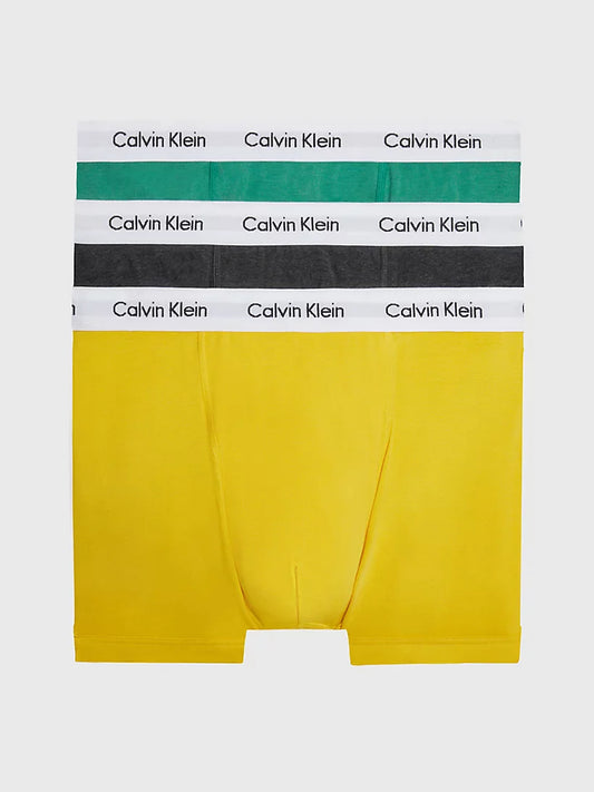 Calvin Klein Classic Fit 3 Pack Cotton Stretch Boxer Set - Charcoal Heather/Purple/Fire Orange