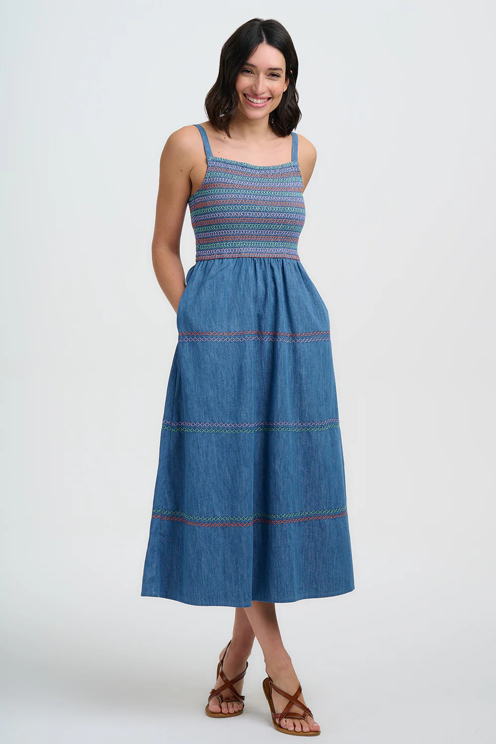 white christmas dresses Murren Shirred Midi Dress