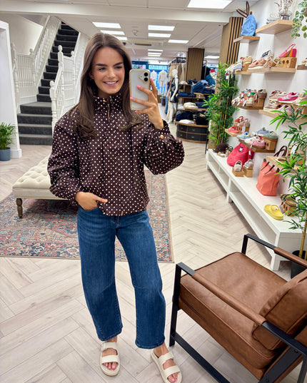 Suzie Short Polka Dot Jacket - Brown