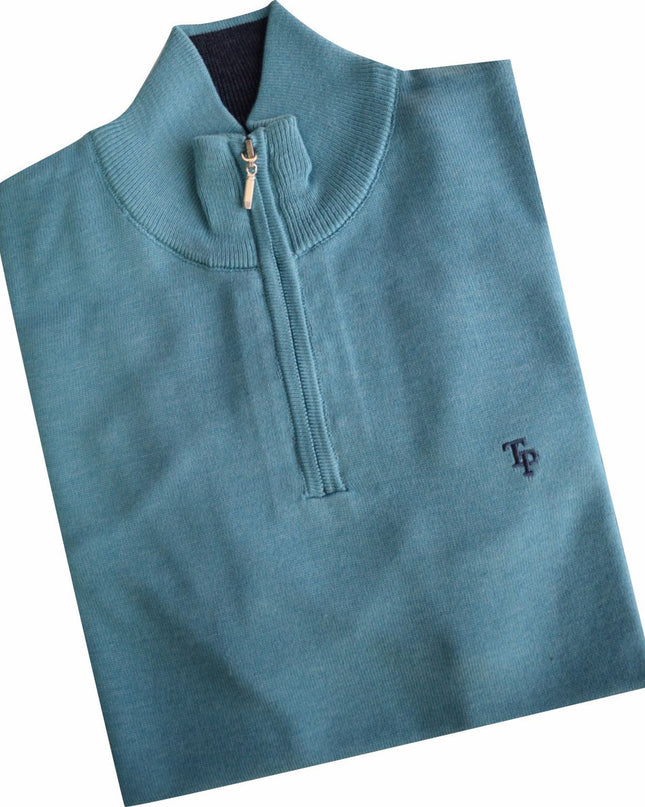 Tom Penn 1/4 Zip in Turquoise