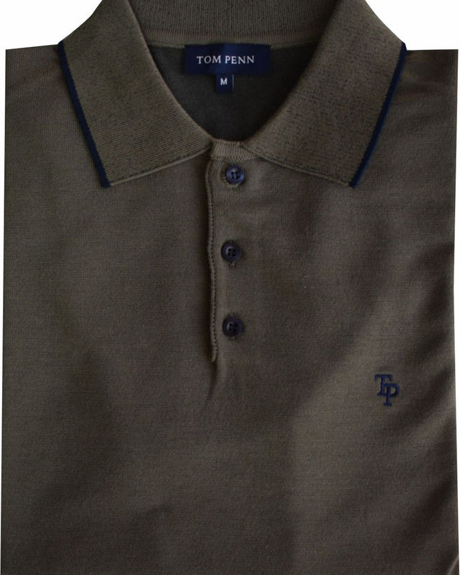 Tom Penn Knitted Polo Khaki