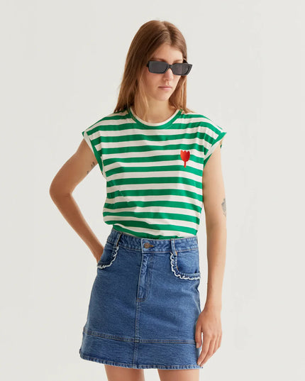 Bold Stripe Tank T-Shirt - Green