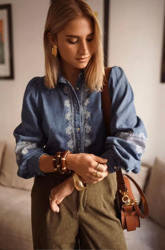 Emily Embroidered Denim Shirt