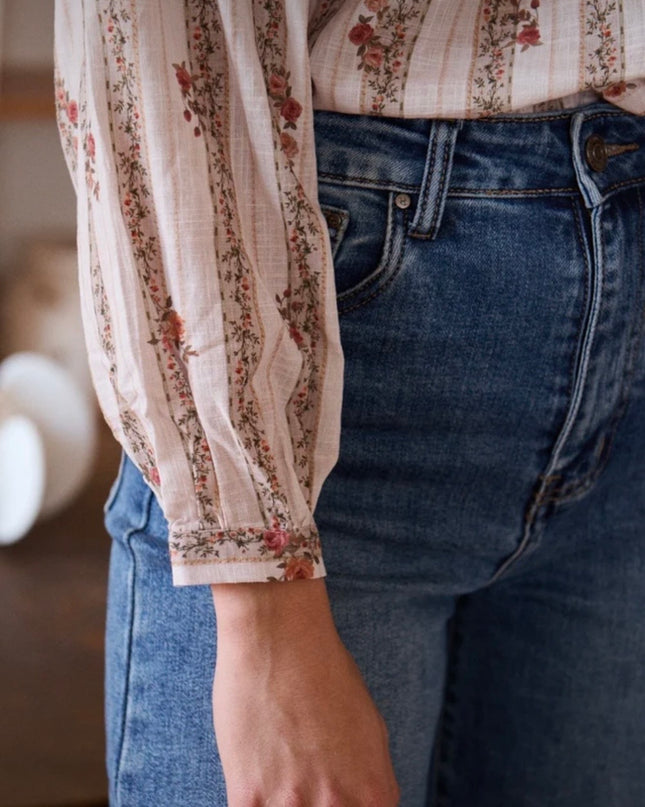 Florine Floral Print Blouse - Taupe