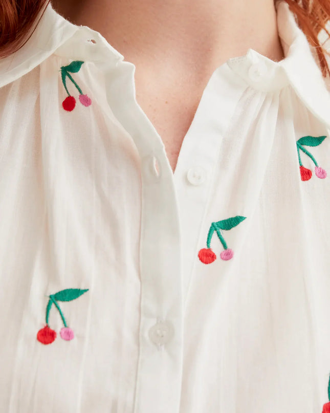 Flowy Cherry Blouse - White