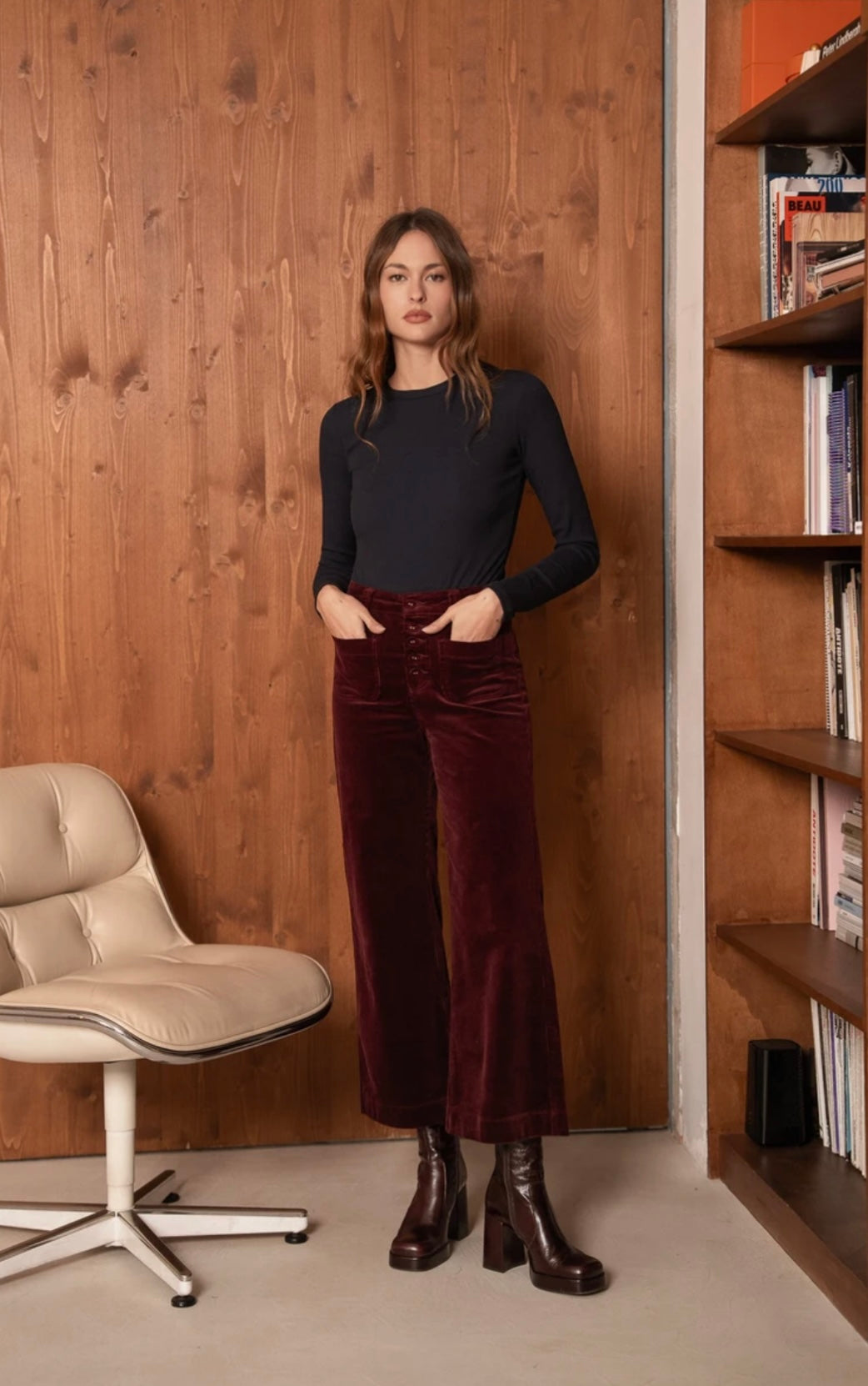 Vivianne Corduroy Trouser - Burgundy