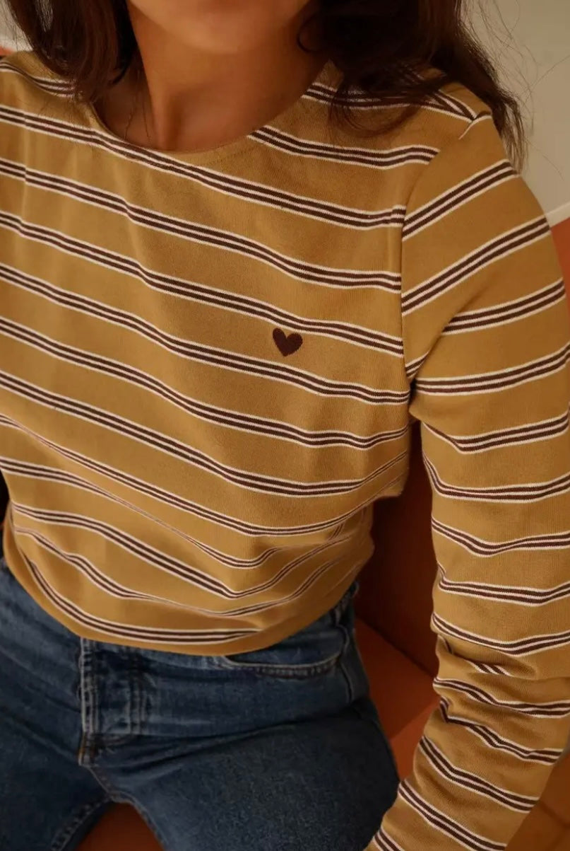 Jen Embroidered Long Sleeve Top - Mustard