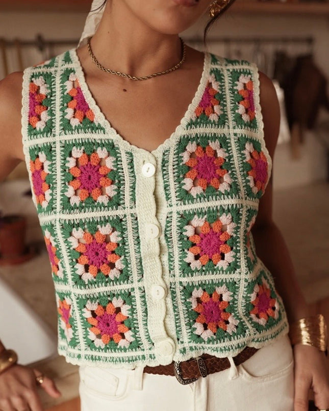 Julie Crochet V-Neck Top