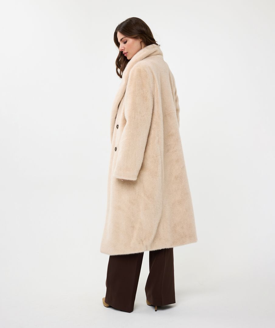 EsQualo - Longline Fur Jacket - Sand