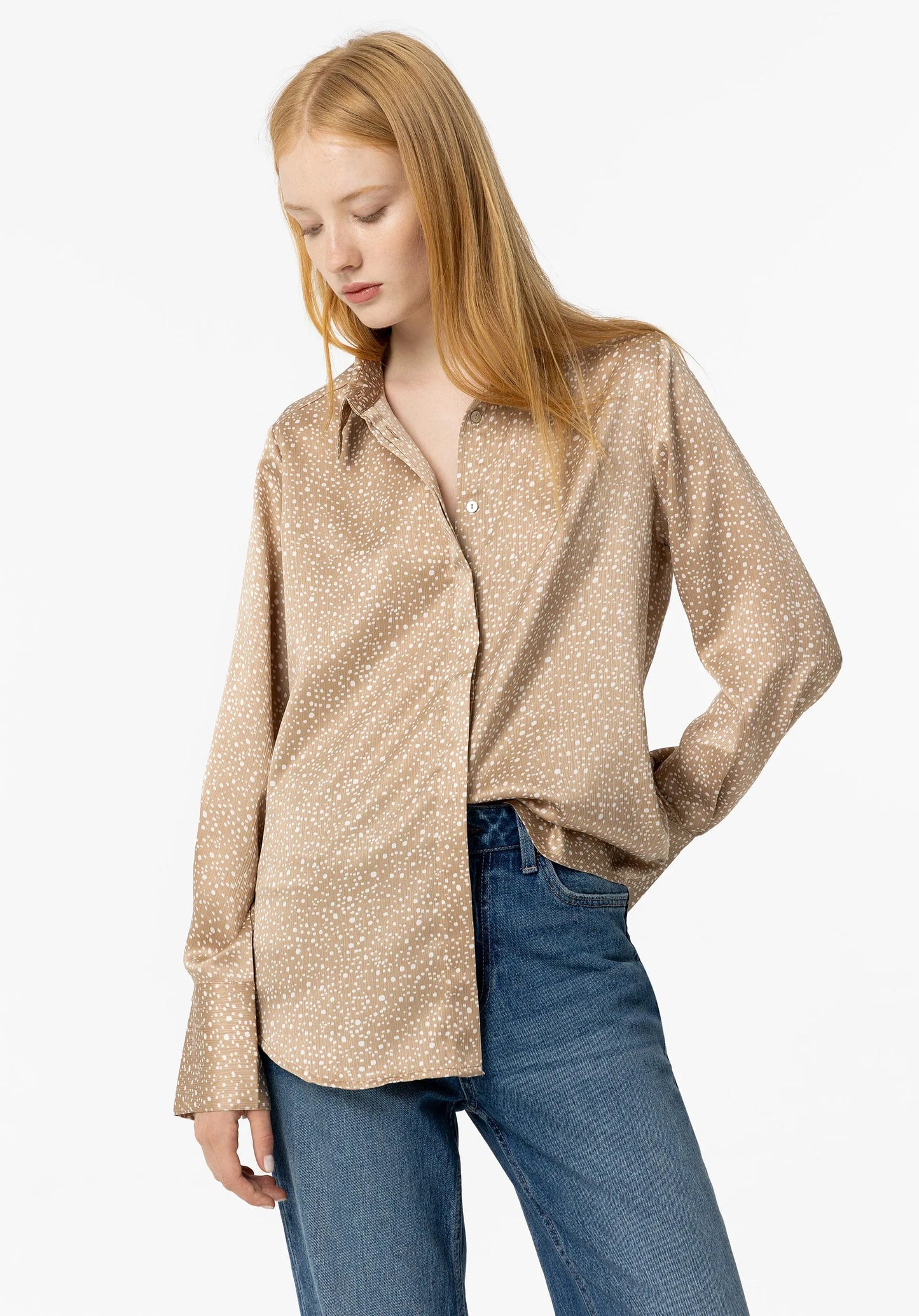 Tiffosi 'Isabella' Speckled Blouse - Beige