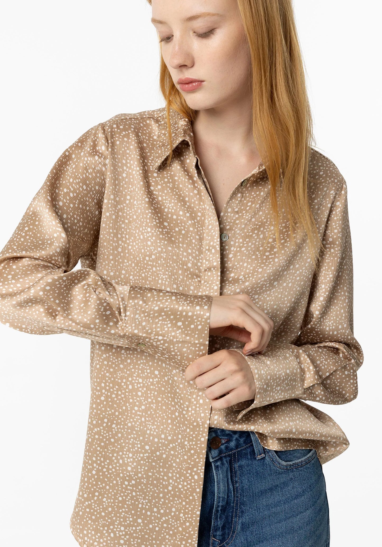 Tiffosi 'Isabella' Speckled Blouse - Beige