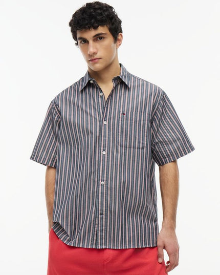 Tommy Jeans Striped Short Sleeved Shirt Navy