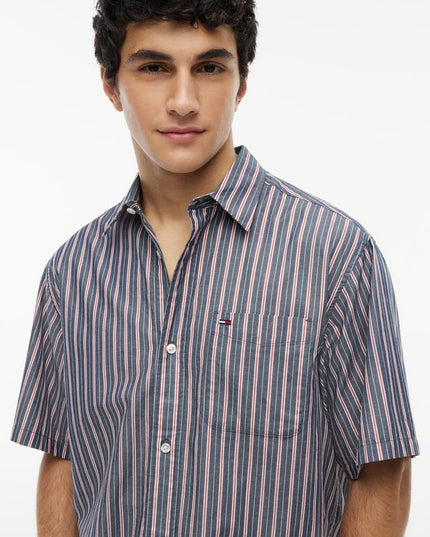 Tommy Jeans Striped Short Sleeved Shirt Navy