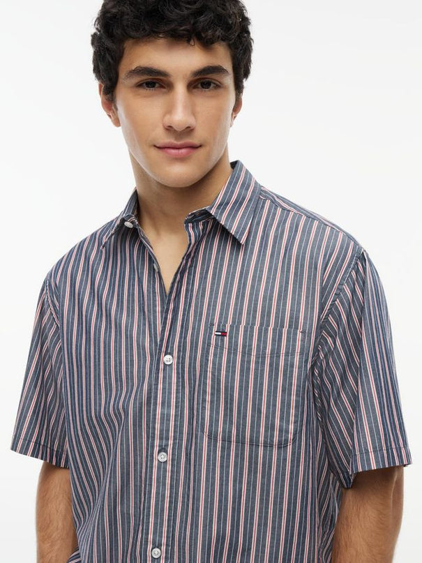 Tommy Jeans Striped Short Sleeved Shirt Navy