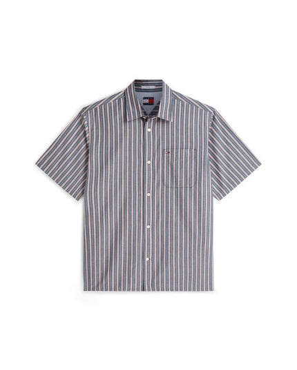 Tommy Jeans Striped Short Sleeved Shirt Navy