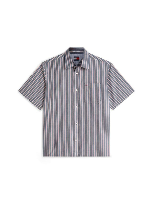 Tommy Jeans Striped Short Sleeved Shirt Navy