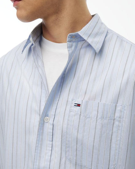 Tommy Jeans Striped Short Sleeved Shirt Blue