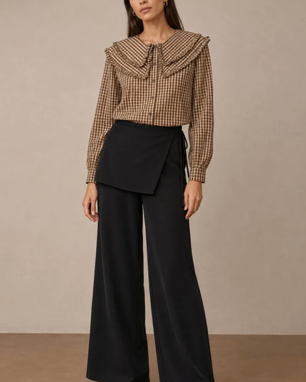 Maeve Checkered Blouse with Peter Pan Collar